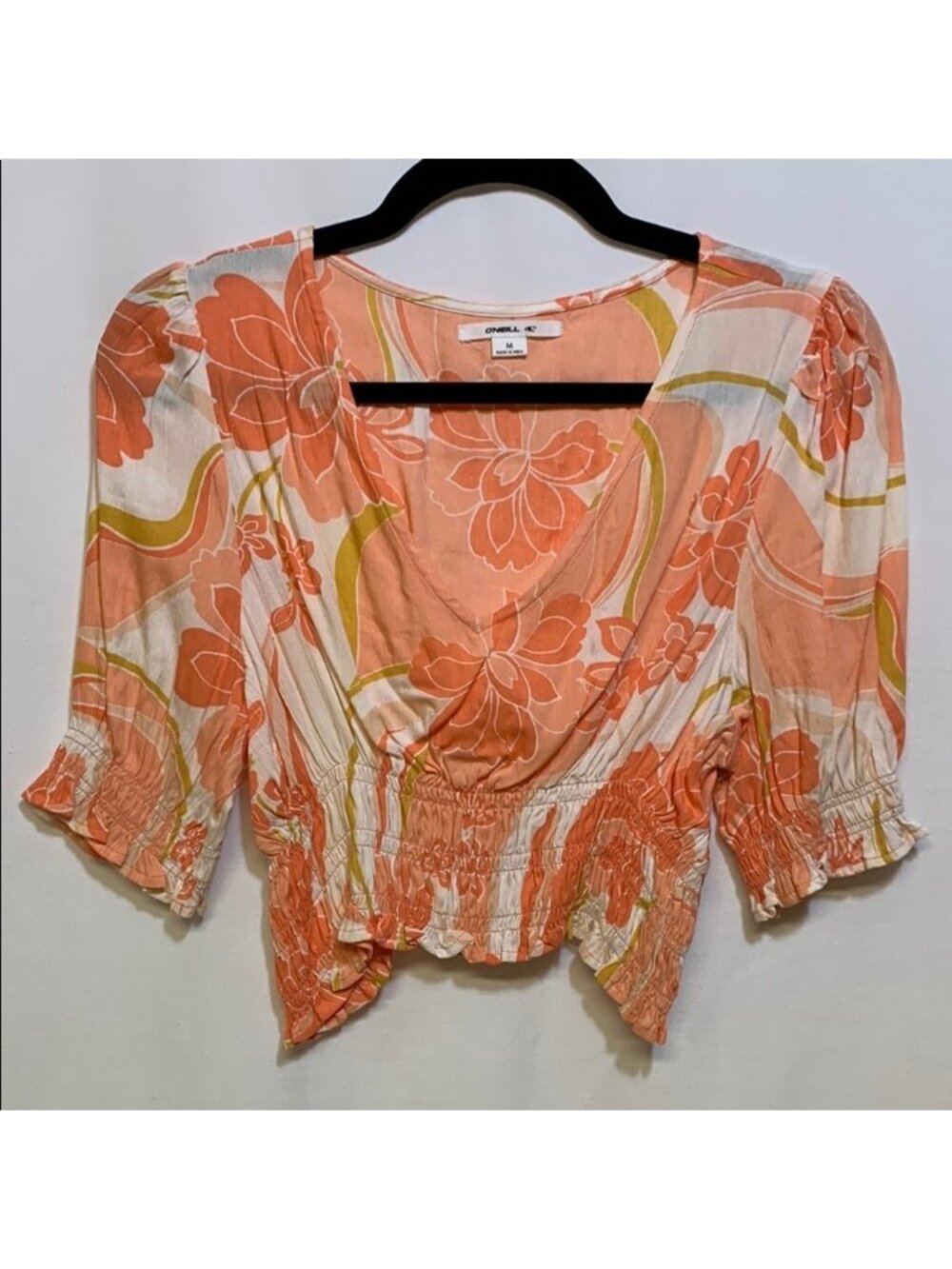 Orange Ruched Crop Top